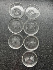 GLAS UNTERSETZER VINTAGE, SEHR ELEGANT,, Geschliffener Stern, KRISTALL?, 7 X