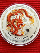 Lunar II "Jahr des Drachen" 2012 Silber 2 Oz "-COLORIERT"