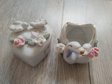 Porzellan Herz mit Tauben und