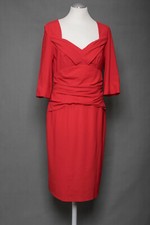 180 10 WALTER KRINÈS Damen Kleid Gr. 38 rot Damenkleid 3/4 Arm Raffung knielang