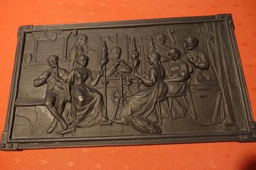 Gußeisen relief spinnstube - -,