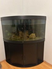Eckaquarium (ohne Inhalt) von Juwel mit schwarzen Unterschrank (ohne Inhalt)350l