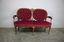 Biedermeier Medaillon Sofa Zweisitzer Samt Chesterfield Couch Antik um 1800