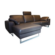 W. Schillig Ecksofa Alexx Leder Longlife Xtra 95 Graphit Grau Metallfuß 