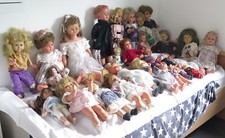 34 alte Vintage Puppen, Konvolut, Größe 20 bis 87 cm, Sammlung aus Nachlass