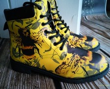 Trendige Damen Schnürstiefel, Boots, ausgefallen, Bienen Design,  Gr. 40,5