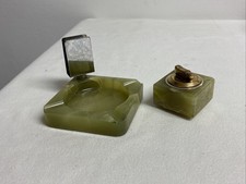Ibelo 70er Aschenbecher und Tischfeuerzeug / Marmor / Jade (W037)