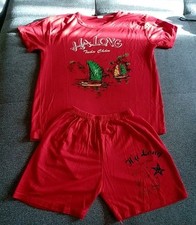 UNISEX KINDER-SCHLAFANZUG , ROT MIT APPLIKATION, GR. 128/134 , NEU