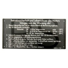 Typenschild für Deutz Traktor