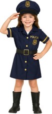 Polizei Polizistin Kostüm Kinder Mädchen Kleid + Mütze Uniform Karneval