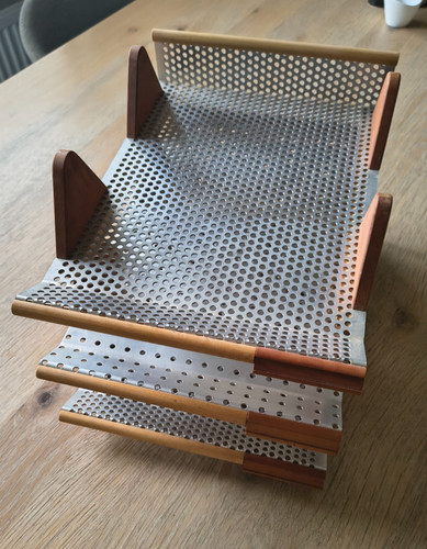 Fach briefablage holz metall - 3-fach,