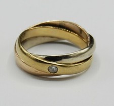 Tri Color Ring klein Rotgold GG Weißgold Brillant Diamant Solitär 585 Gold