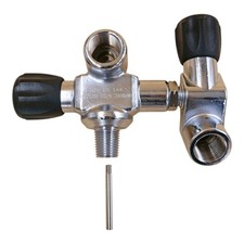 Doppelventil links Druckluft 300 bar Flaschenhalsgewinde kleinkonisch