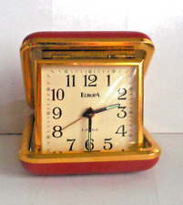 Vintage Reisewecker Europa 2 Jewels klappbar  rot Handaufzug funktionsfähg
