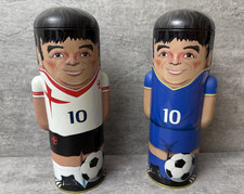 2x Lambertz Blechdose Fussball Nr. 10 Dose 2010 Sammeldose Kekse ca. 26 cm.