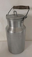 Alte Milchkanne Aluminium mit Griff Deckel, gemarkt, 2 Liter