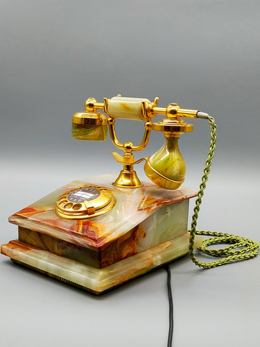Vintage onyx marmor telefon - vintage,