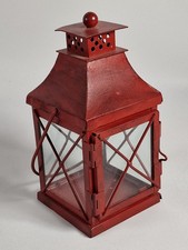 ❤️ Metall Laterne Rot Vintage Landhaus Deko Windlicht Shabby Stil Kerzenhalter