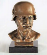 Bronzeskulptur Büste Soldat  Militär Offizier Bronze Marmorsockel