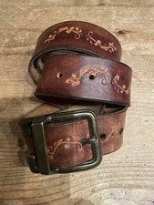 Vintage Handmade Leder  Gürtel  Belt Cowboys Westen 95 Distressed Used Look