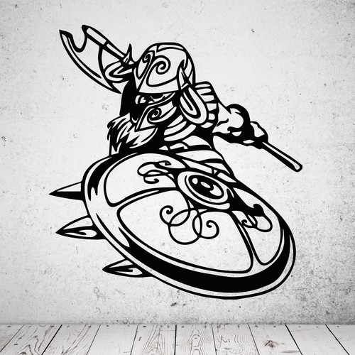 Wandtattoo wikinger mit schild - wandtattoo,