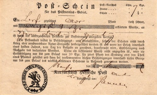 Thurn taxis postschein - u, taxis,