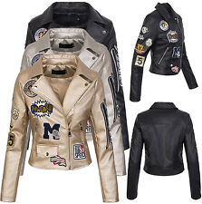 Damen kunstleder jacke biker jacke kunstleder pilotenjacke übergangsjacke D-211