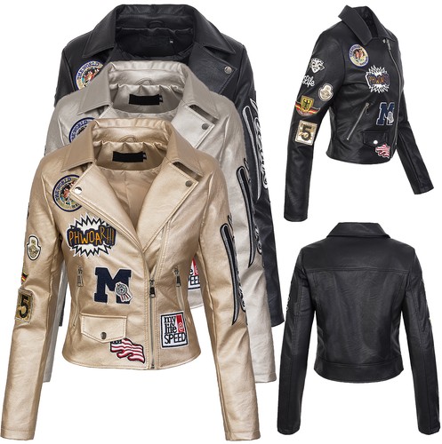 Damen kunstleder jacke - , biker