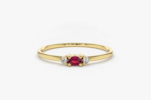 Rubin goldring 14k oval - rubin,