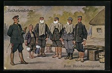 Künstler-AK Arthur Thiele: Soldatenleben, Beim Verschönerungsrat, Soldaten bei  