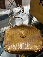 Fendi Damen runde Umhängetasche Original Vintage senffarben, Lack