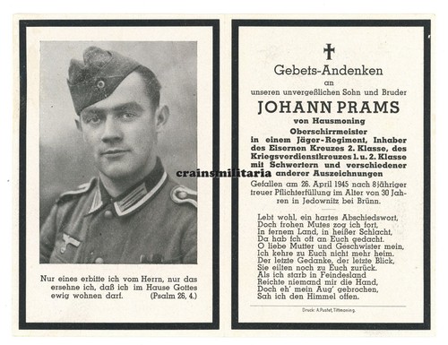 Orig sterbebild jäger - sterbebild,