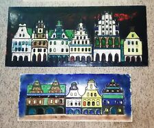 2x DDR Emailbild Metallbild Stilfassade Bild Bilder Möbelwerk Makranstädt 1970er