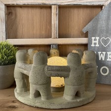 Deko Teelichthalter FREUNDESKREIS Friends Kunststein Abstrakt Vintage Grün Rund