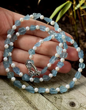 Kette Aquamarin Rohstein mit