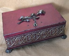 Antique metal chest with lock