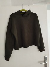 Kurzpullover Oliv One More Story Größe 36 S Velour Wildlederoptik Mit Kapuze