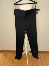 Designer Hose von Chloé Marlene weites Bein Baumwolle Schwarz Kummerbund Gr 36