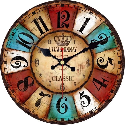 Vintage wanduhr aus holz - wanduhr,