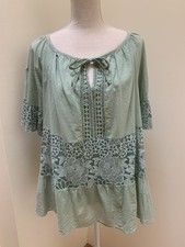 Made In Italy  - Bluse, Tunika, Grün, Onesize, 1/2-arm