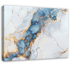 Leinwand Bilder Abstrakt Gold Blau Wandbilder XXL Groß Leinwandbild Wanddeko 55