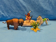 Playmobil Rarität Bison und Indianer mit Pferd 3731 von 1988