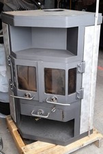 Kaminofen gebraucht, 550x550x1010, ca 6kW, grau, Edelstahlverkleidung, Rohr 150