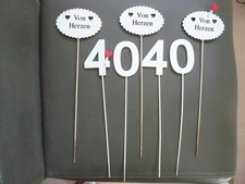 Basteln Deko Blumenstecker Pflanzenstecker 40. Geburtstag Liebe "von Herzen"