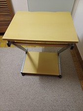 Computertisch auf Rollen mit Tastatur Ablage, beige, gebraucht