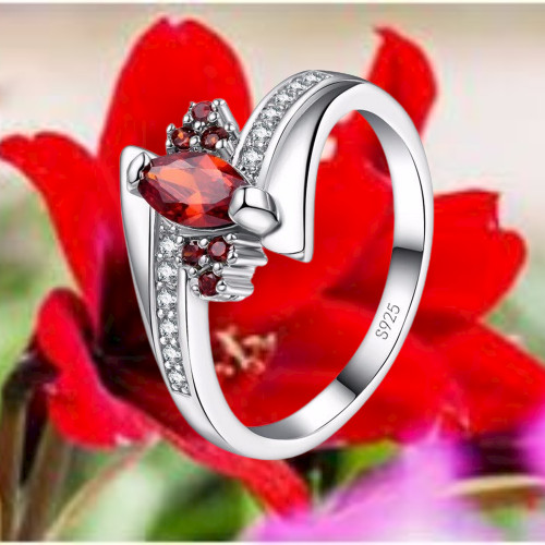 Ring rubinroter zirkonia - -,