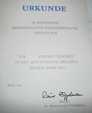 3 x Urkunden Eppelmann In Würdigung für ..jährige Tätigkeit "  DDR NVA  Blanco