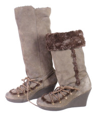 Damen Stiefel Velours Leder