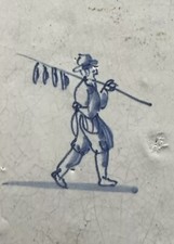 Fliese Kachel antik alt antique dutch tile tuile tegel Delft Art Rattenfänger
