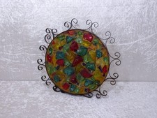 DDR Design Wandlampe mit bunten Glassteinen & Schmiedeeisen - Vintage um 1950/60